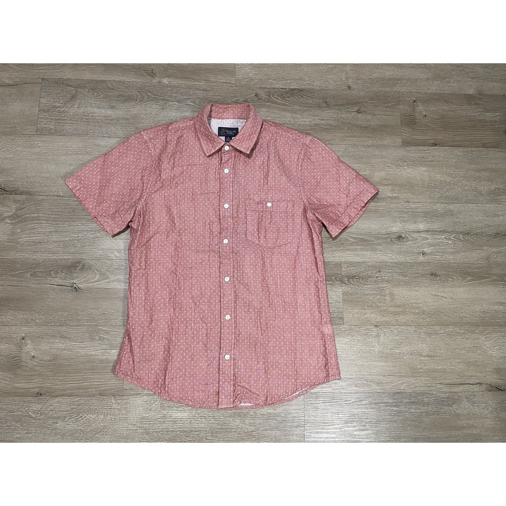 Wallin & Bros Shirt Mens Sz M Medium Short Sleeve Button Up Polka Dot Casual